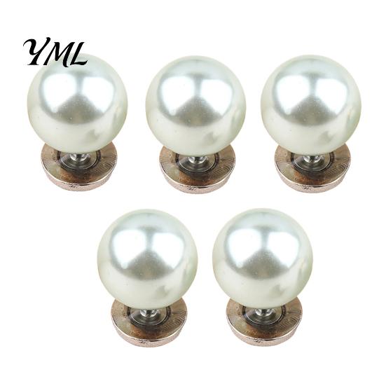 Removable Clothing Buttons 5Pcs Fake Pearl for Clothing, Decorative Brooch Pins, No Anti-exposure Women Sew Safety Pins Shirt Neckline Embellishment,