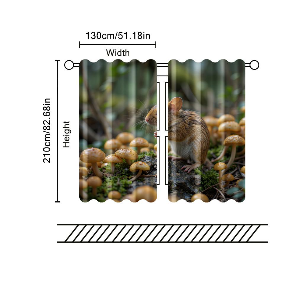 2 pcs   filtering curtains (excluding rods   non-movable   without batteries) Little Mouse for use in bedrooms and living rooms