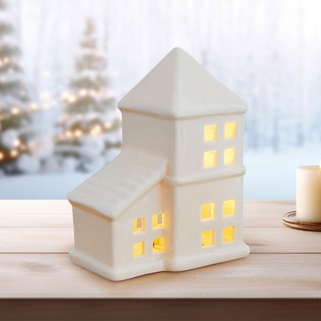 Ilumine Vila de Natal Decoração de Natal Artesanato Colecionável Decorativo Casas Rústicas de Cerâmica para Casa Fazenda Mesa Prateleira Interna