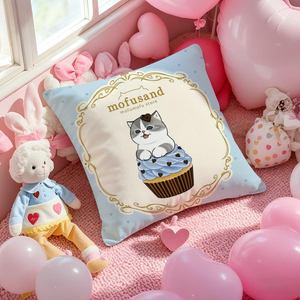 Luxury Cute Mofusand Cat Pillow Case Soft Plush Fabric Double-Sided Printed Cushion Cover Warm Winter Sofa Pillow Case