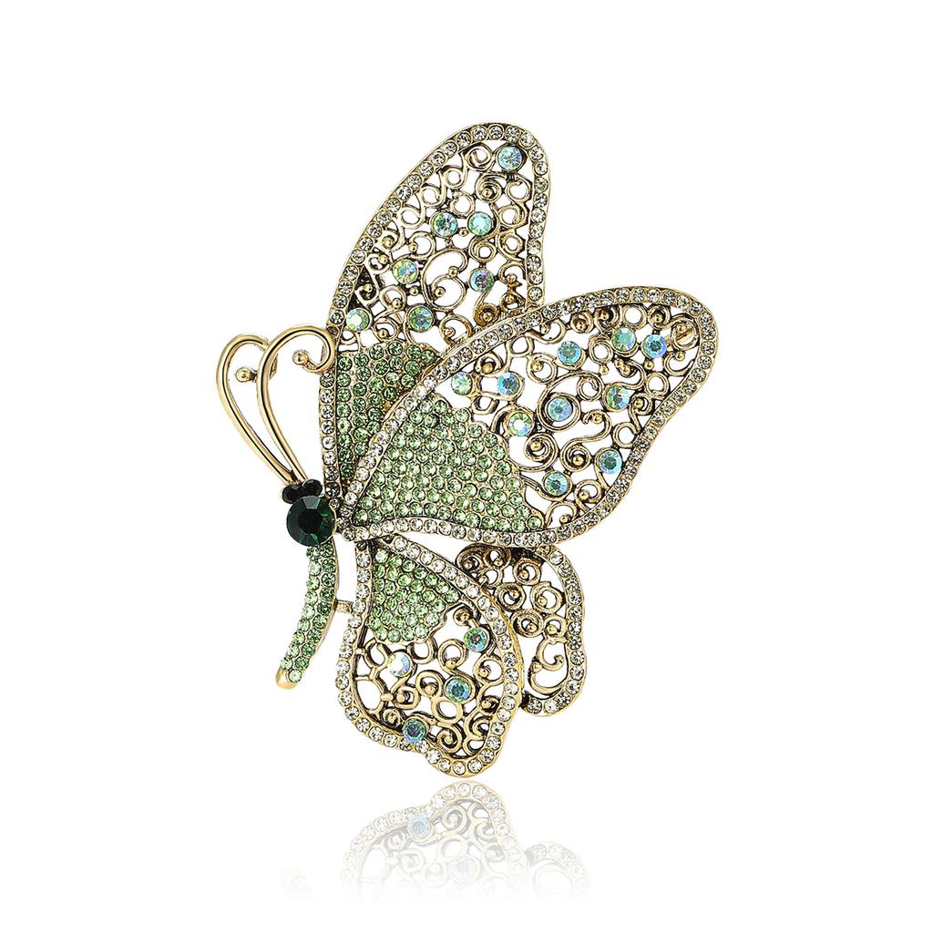 Vintage Alloy Rhinestone Big Butterfly Brooch Exquisite Fashion Women'S Suit Cardigan Corsage Ornament Pin
