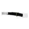 Modern TV Cabinet with Variable Length (140-260 cm), Rotating Function, White Marble Look, Black High-Gloss Matte Finish and Gold Ornaments