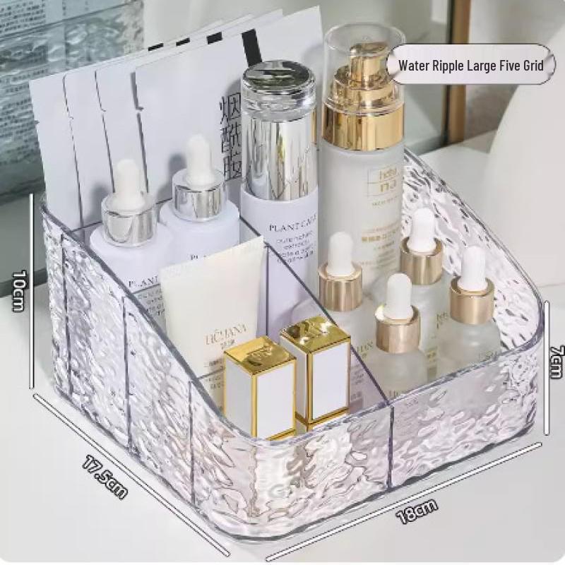 Acrylic Ripple Luxury Cosmetics Organizer - Large Capacity Storage for Lipstick & Skincare
