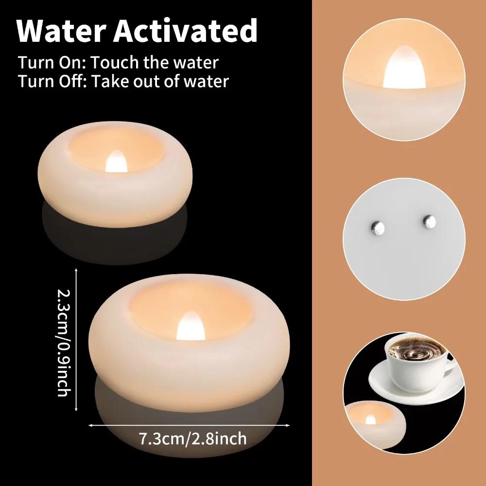 6-24 Pack Flameless LED Floating Candles Battery Operate Waterproof Tealights for Vases Wedding Party Pool Bathtub Decor
