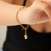 18K Gold-Plated Stainless Steel Heart Pendant Bracelet - Sweet & Lovely Style, Women's Jewelry, Non-Fading