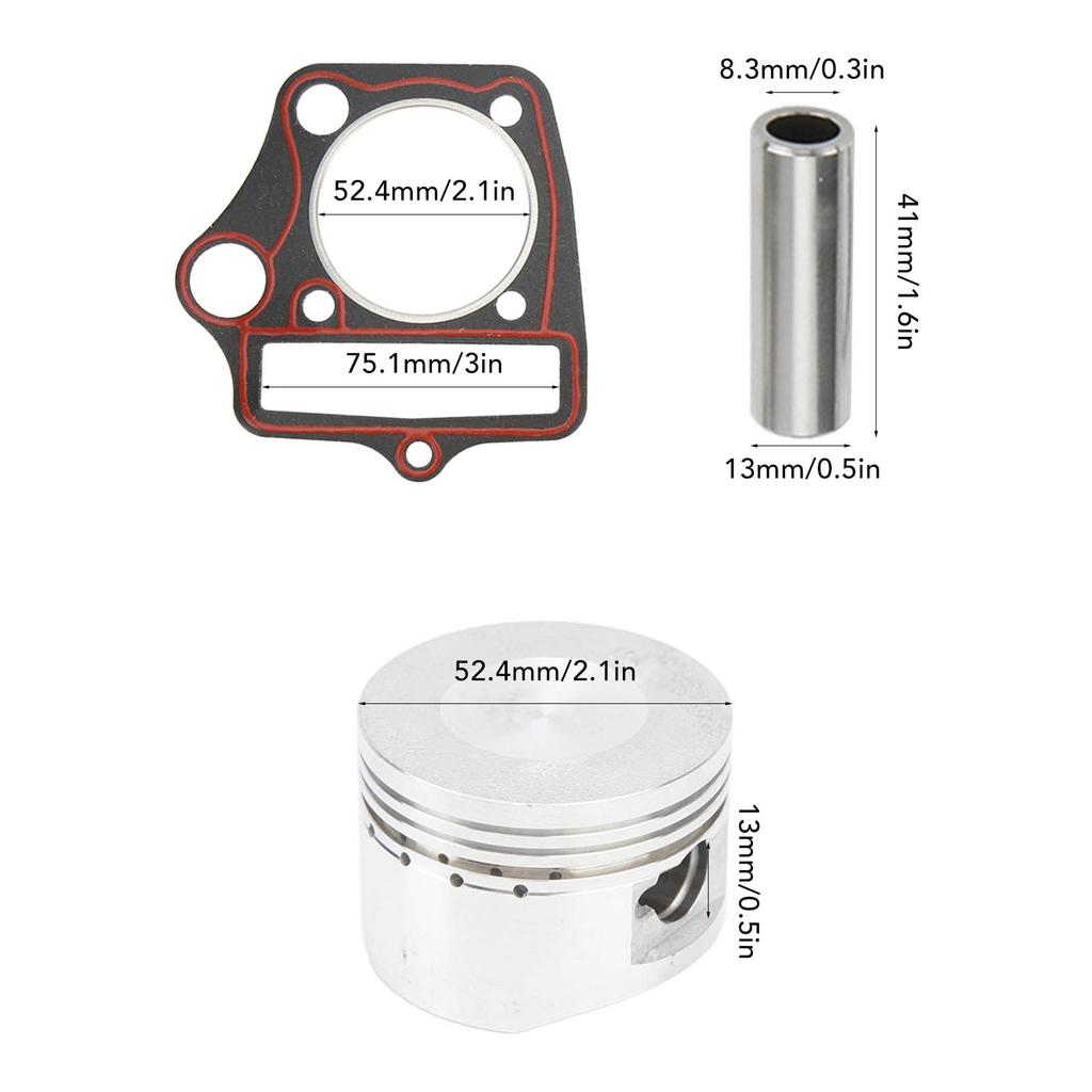 52,4 mm Kolbenring Dichtungssatz, KIMISS Motorteile Kolbensatz Metallkolbenring-Kit