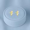 Minimal Vertical Triple Stud Earrings - 925 Sterling Silver Yellow Plated