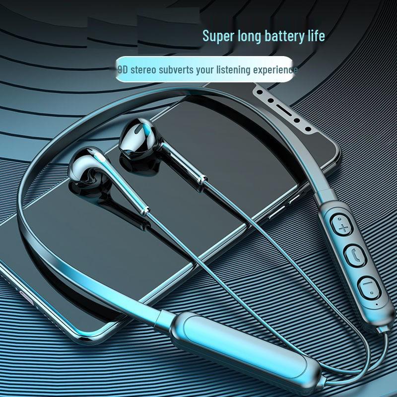 Cross-Border Neckband Bluetooth Headset with Extended Battery Life for Sports and Running