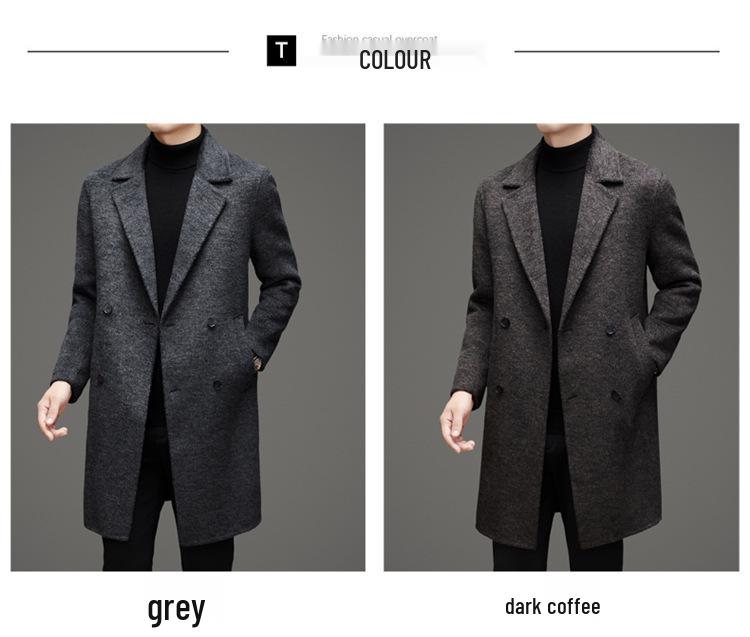 Men's Premium Double-Sided Wool Alpaca Double-Breasted Long Coat for Autumn/Winter