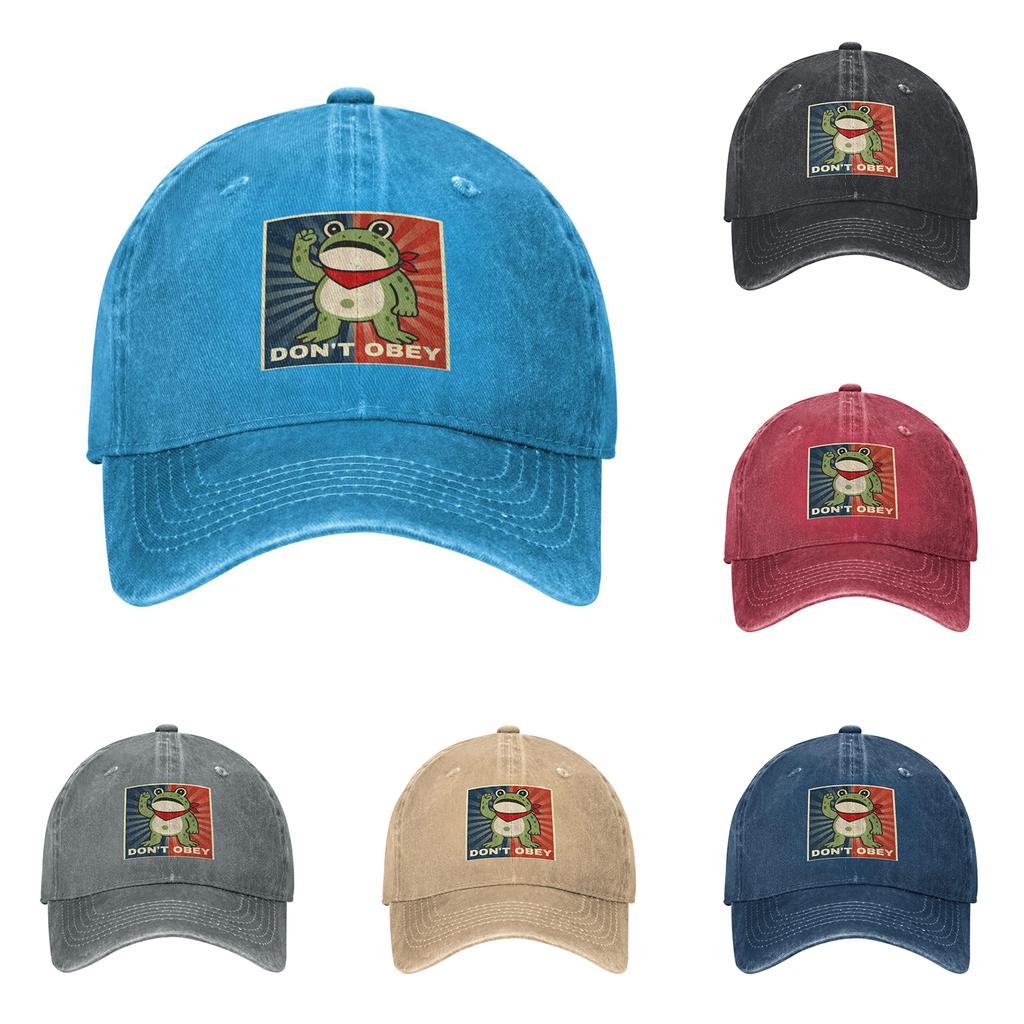 Men's Washed Cotton Baseball Cap With Printed Distressed Soft Top Denim Hat, Vintage Hat