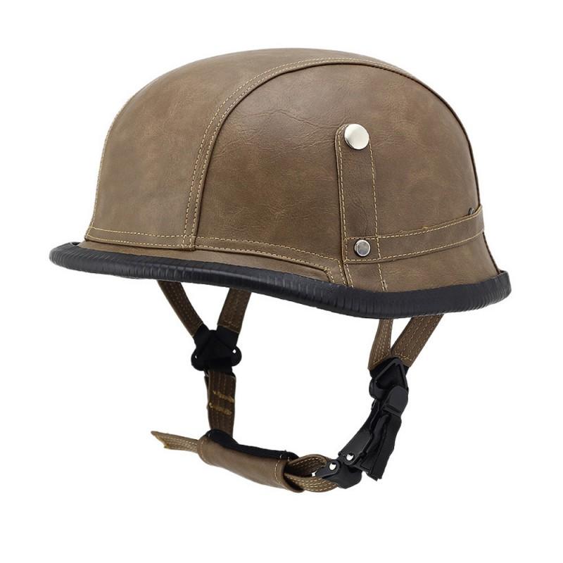 Vintage-Style Leather Half Helmet Adults Motorcycle Scooter Riding DOT Certified All Season Universal Fit