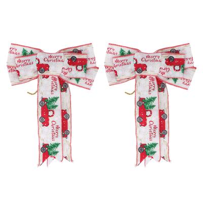 2 Pcs Christmas Tree Bow Topper Bright Color Handcrafted Xmas Decoration for Wreath Door Wall Holiday Party Winter