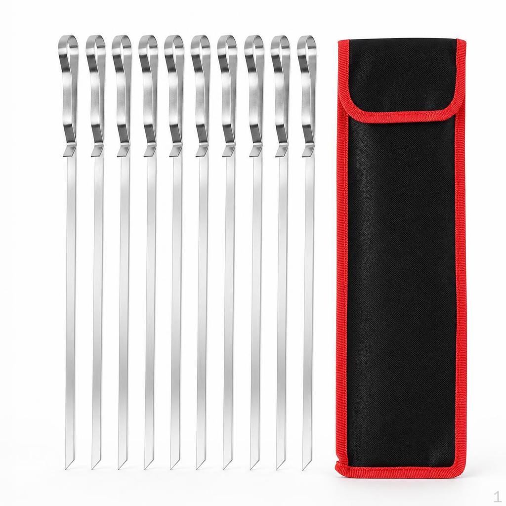430 Stainless Steel BBQ Skewers Set with Pen Clip Design for Outdoor Grilling 8 Pieces Canvas