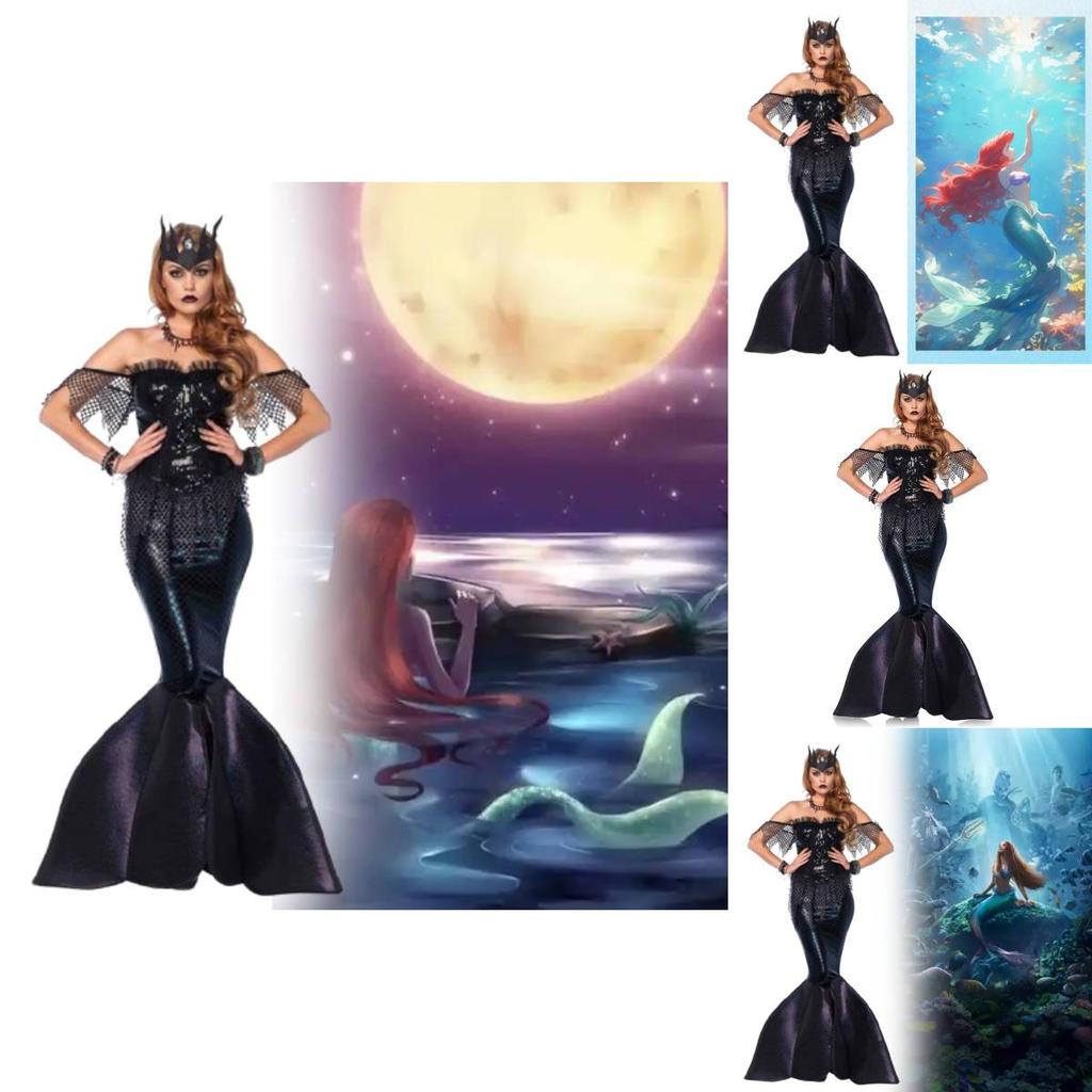 Heißes Filmthema Meerjungfrauen-Prinzessinnenkostüm Langes Kleid für Bühnenauftritt und Rollenspiel