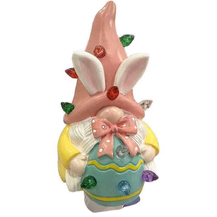 Easter Bunny Resin Craft with Flashing Lights for Kids' Room Decor