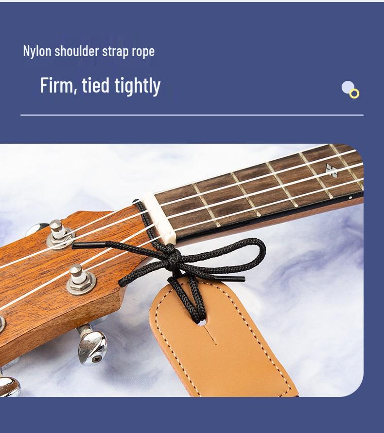 Bonmusica Genuine Leather Crossbody Ukulele Strap for Children and Small Guitars