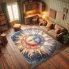 Sun and Moon Decorative Rug,Modern Esoteric Celestial Lunar Motif with Boho Paisley Details, Quality Carpet for Bedroom Dorm and