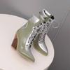 Krazing Pot Polyurethane Autumn Winter Shoes 47 Size 48 Super Size Wedges Pointed Toe Lace Up Serpentine Fashion Ankle Boots