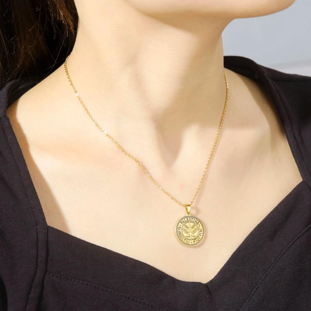 Cazador Vintage Palestine Women's Necklace Men Pendant Choker Necklace Mother Gift Stainless Steel Jewelry 2024 Wholesale