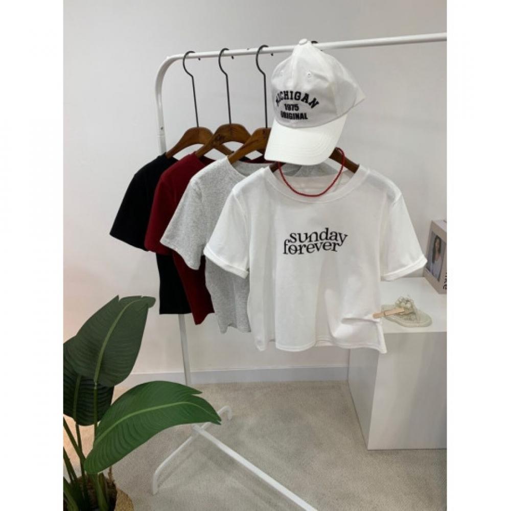 C S In The Room Semi Crop VelveT leTTerIng ShorT Sleeve T ShirT 4Color