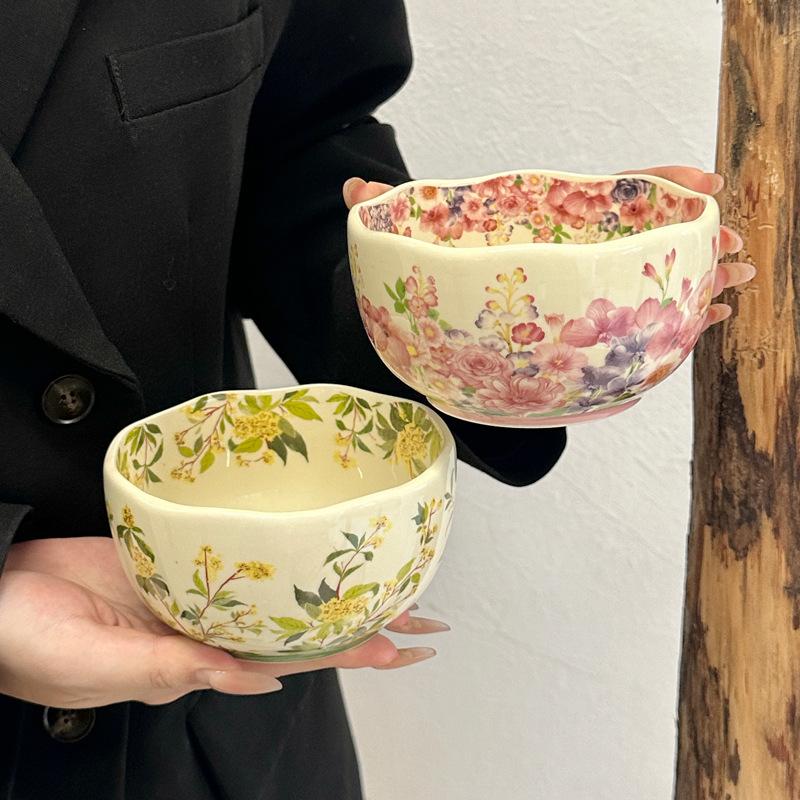 ins retro style ceramic rice bowl 2025 new home high-value tableware set housewarming new wedding gift