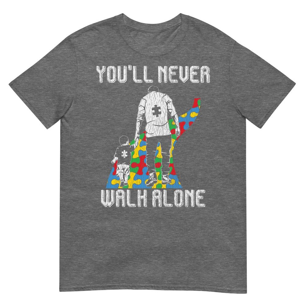 Vintage Father Son Family Autistic Kids Autism Awareness Dad TShirt