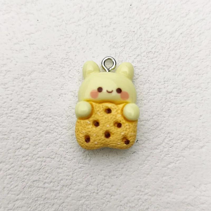 6pcs New Cute Cartoon Bear Simulation Food Flat Back Resin Cabochons Scrapbook Diy Wedding Hairpin Accessories Craft
