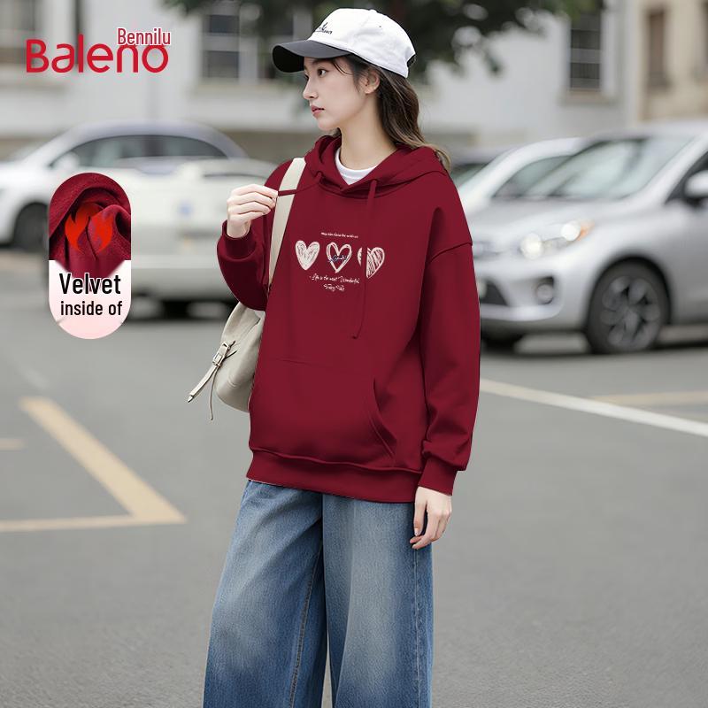 Baleno Unisex Oversized Hooded Sweatshirt with Heart Print