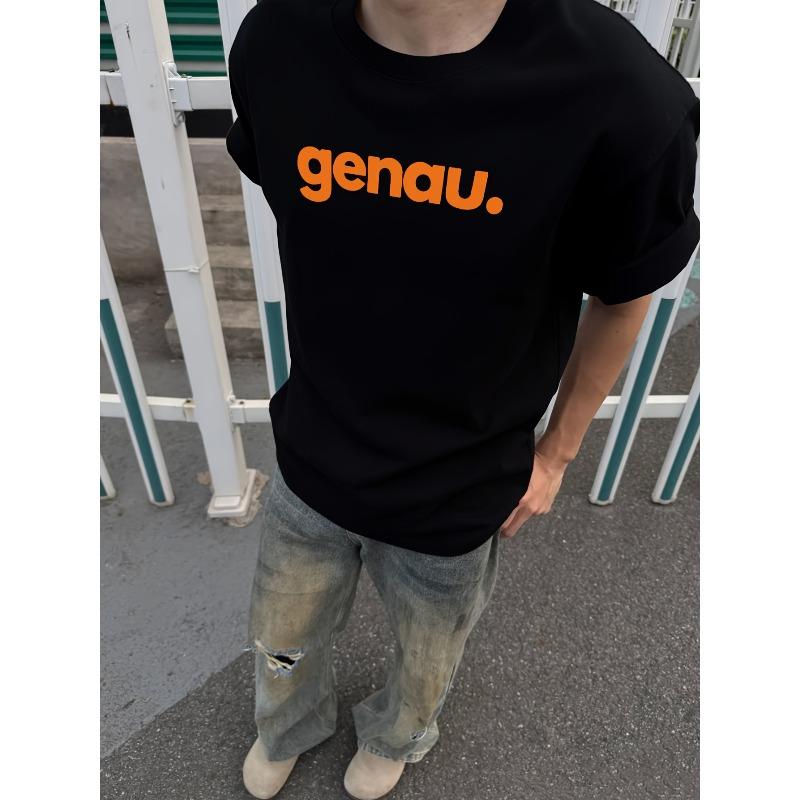 Creative Letter Pattern Crew Neck T-Shirt, Pure Cotton Summer Trendy Fashion Short Sleeve, Casual Daily Style Top