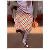 2026 New Arrival Rainbow Plaid High Waist A-Line Skirt for Women