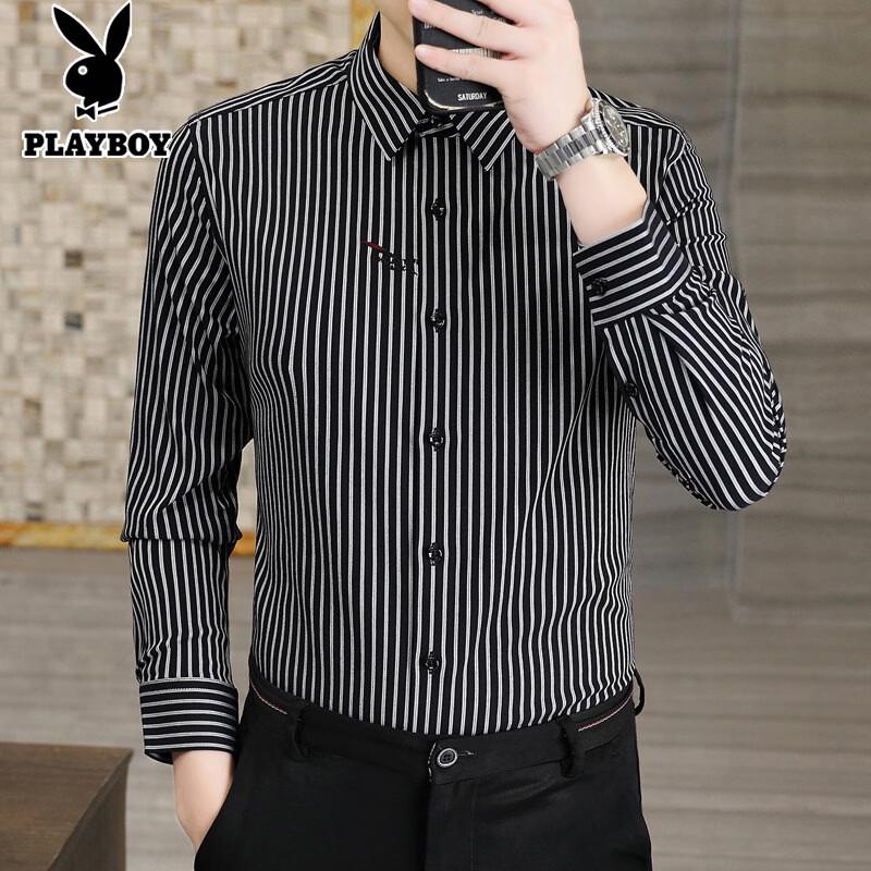 

PLAYBOY Мужская полосатая рубашка с длинным рукавом 3XL
