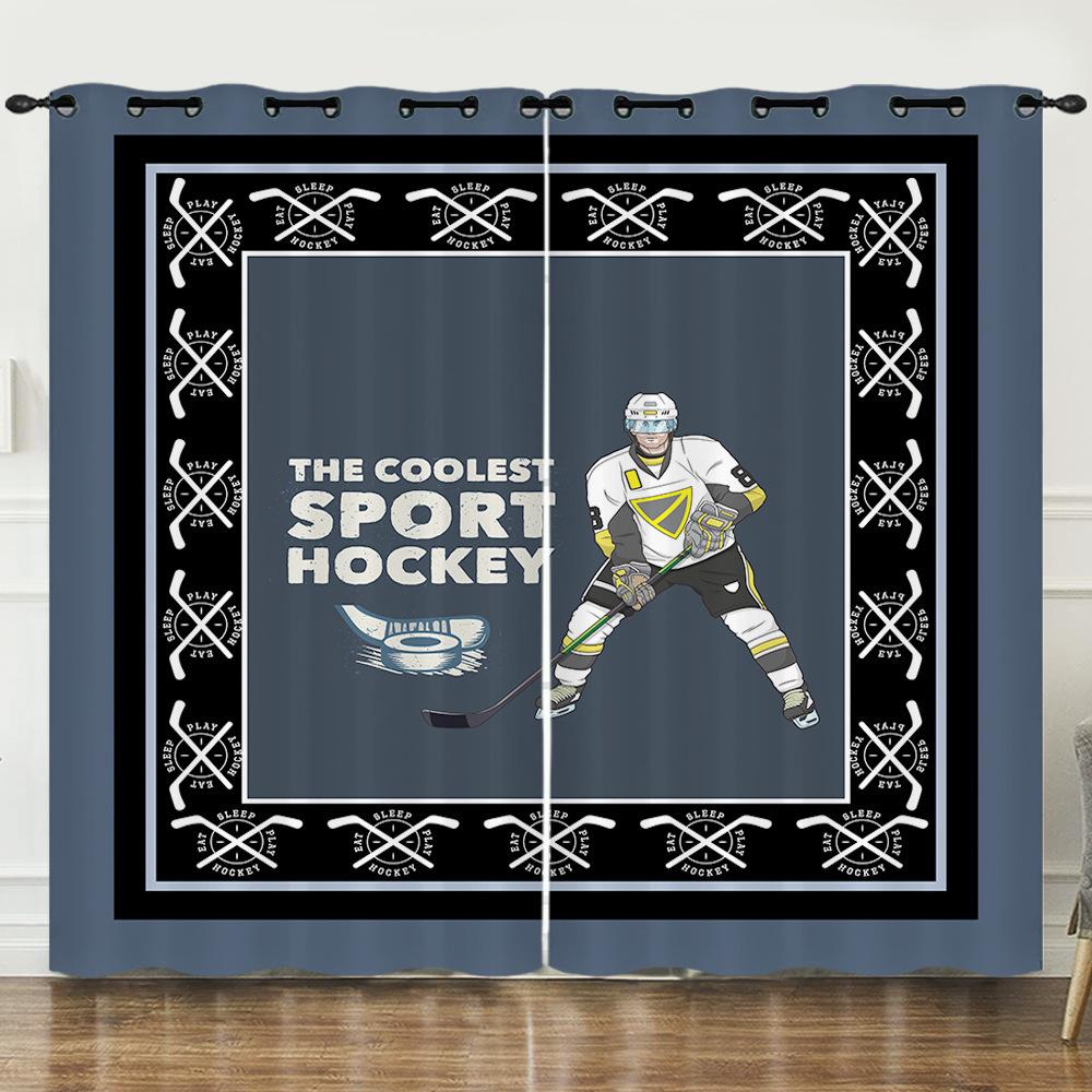Curtains Sports Football Baseball Dark Wind Curtains Bedroom Non-Perforated Blackout Curtains