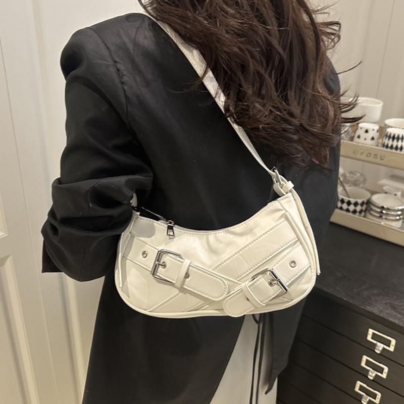 Y2K Vintage PU Leather Women Shoulder Bag Small Crossbody Bag Fashion Ladies Underarm Bag Clutch Purse and Handbag CLE