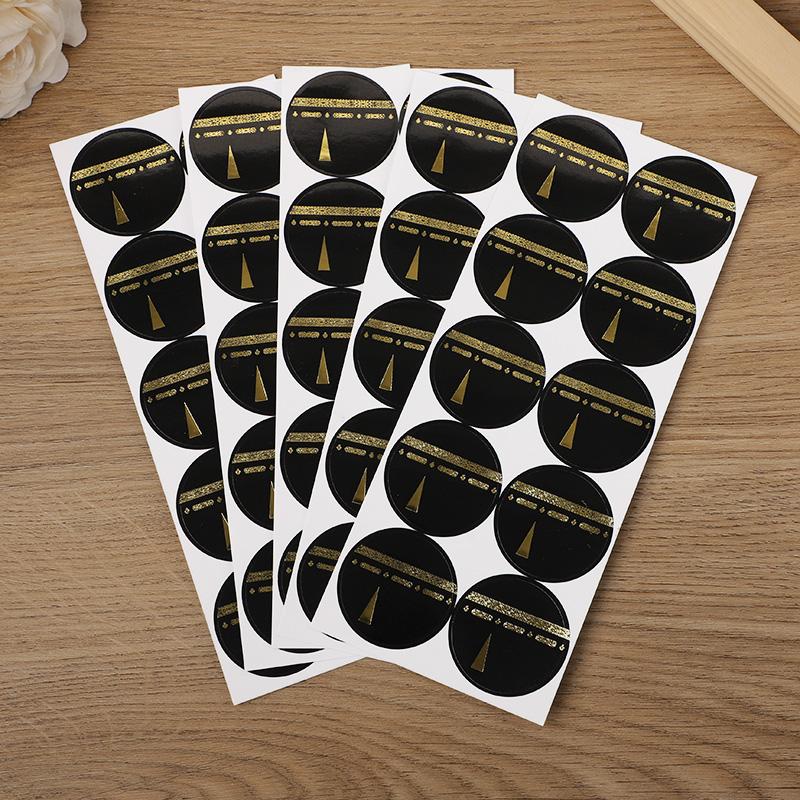 30/60Pcs Black Gold Umrah Mubarak Stickers Ramadan Muslim Islamic Party Gift Wrapping Decoration Candy Box Paper Label Sticker