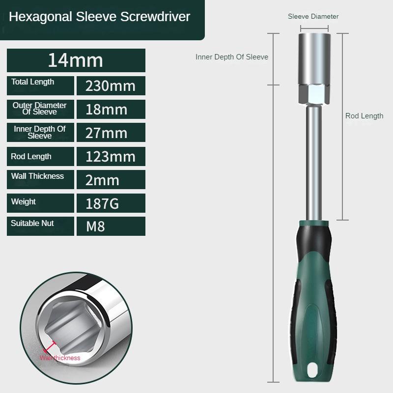Screwdriver Socket Wrench Set M5 M4 External Hex Screwdriver  Hexagonal Nut Key Extend Driver 5.5 8 10 13 14 7mm Hand Tool