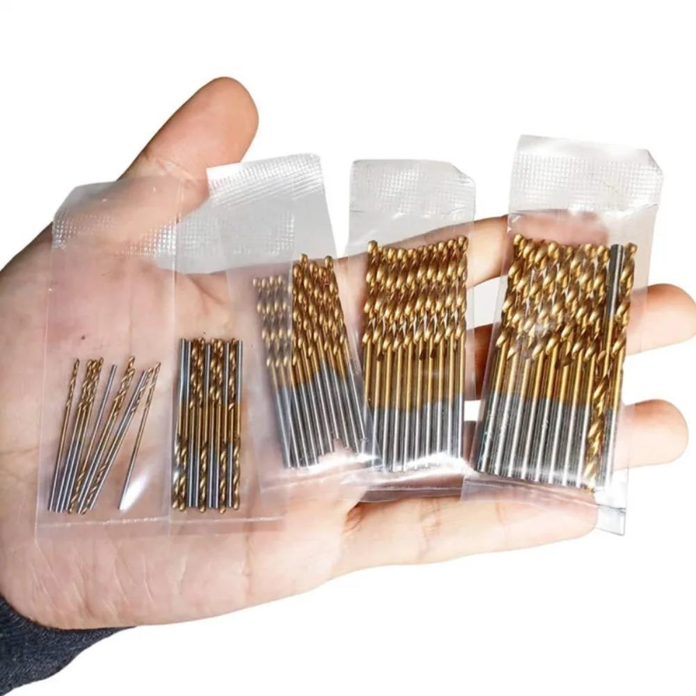 50pcs Professional Titanium Coated Drill Bits High Speed Steel Drill Bits Set Tool High Quality Drilling Tools