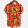 Camisetas Festival de Cerveza Harajuku para Hombre Estampado 3D Manga Corta Verano Estilo Hawaiano Playa Tops de Botón Único Solapa
