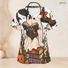 Women Plus Size White Halloween Cartoon Duck Printed V Neck Short Sleeve Nurse Scrub Top With Front Pockets