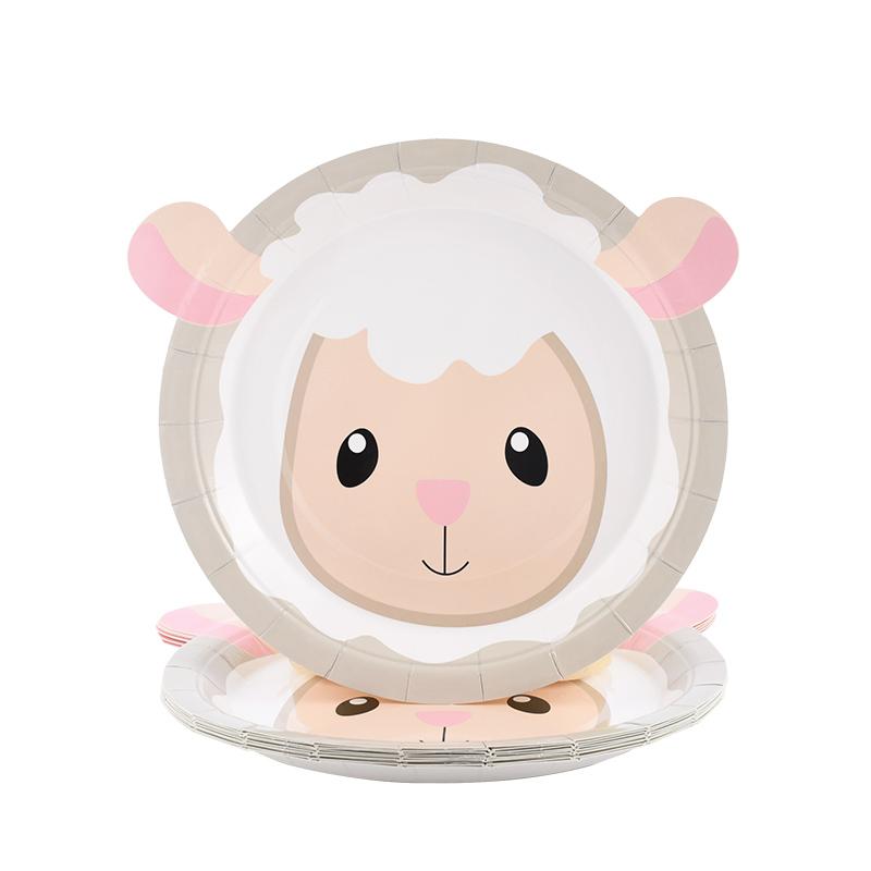 10pcs Farm Animals Party Disposable Paper Plates Pig Cow Sheep Shaped Food Tray Tableware Kids Birthday Party Favors Supplies