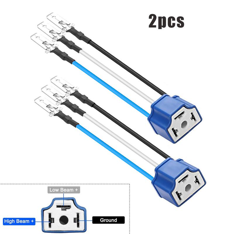 2 PCS H4 HB2 9003 Wiring Harness Headlight Socket, Ceramic Headlight Connector for Car Fog Light Retrofit 14AWG