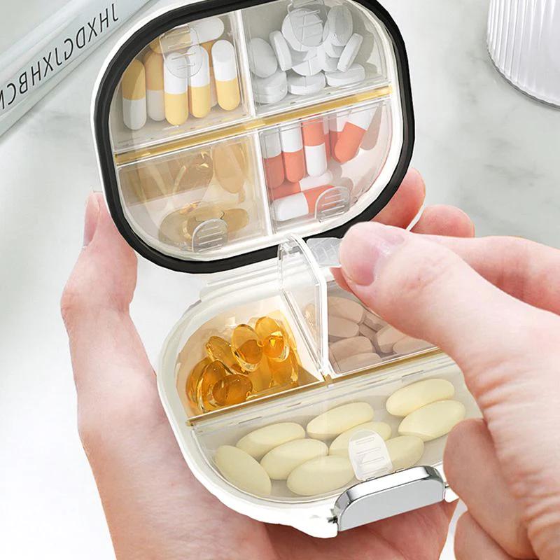 Tragbare Mini-Pillendose für Reisen für sieben Tage, Multi-Grid-Split-Paket, Pillen, Tabletten, versiegelte Aufbewahrungsbox, Pillen-Organizer, wöchentlich