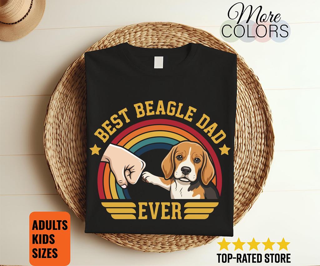 Best Beagle Dad Ever Vintage Puppy Lover Shirt Retro Dog Owner Tee Father's Day Gift Hound Parent Graphic Apparel
