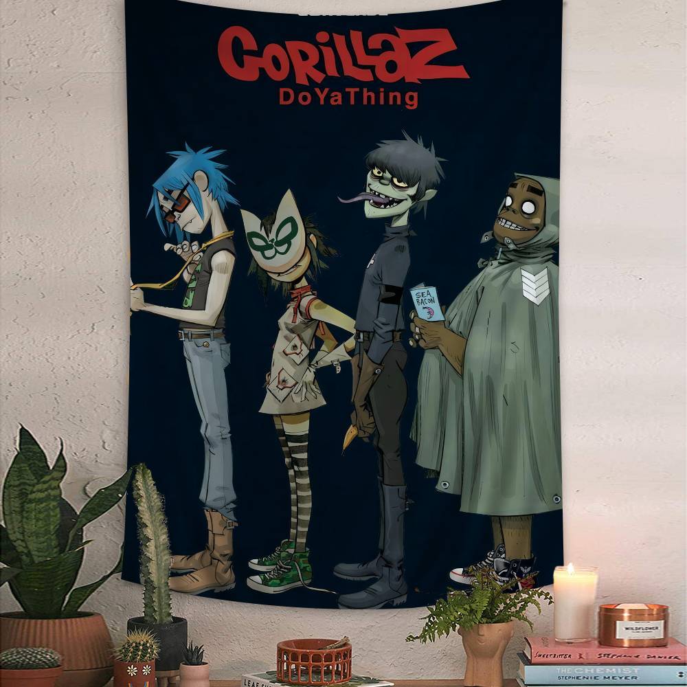

Ретро Постери Gorillaz Музичні Принти Друкований Великий Настінний Гобелен Підвісний Таро Хіпі Килимки на Стіну Гуртожиток Дешевий Хіпі Настінне Вішання 60x110 cm