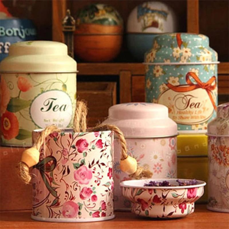 Vintage Palace Jern Oppbevaringsboks Godteri Kosmetikk Oppbevaringsboks Metallboks Te Kaffe Sukker Oppbevaringskrukker Gave Teboks Organizer