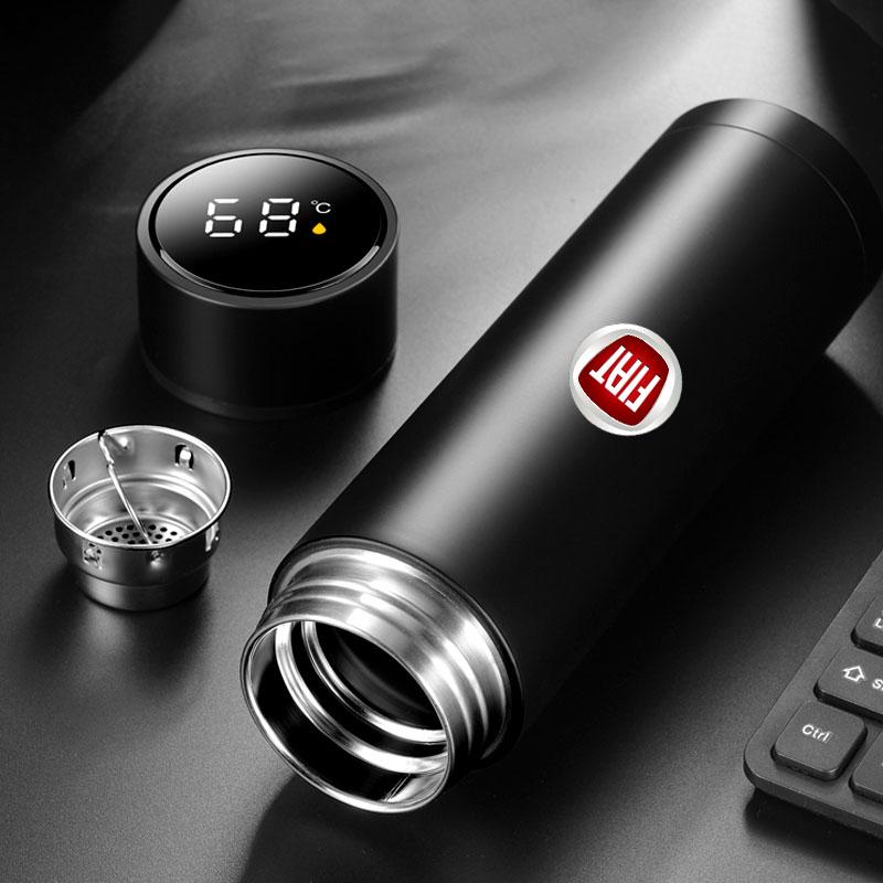 Car Smart Thermos Bottle with Temperature Display Coffee Cup for Fiat Abbas 500 Punto 124 125 500 Bravo Stilo Panda Abarth Tipo Viaggio