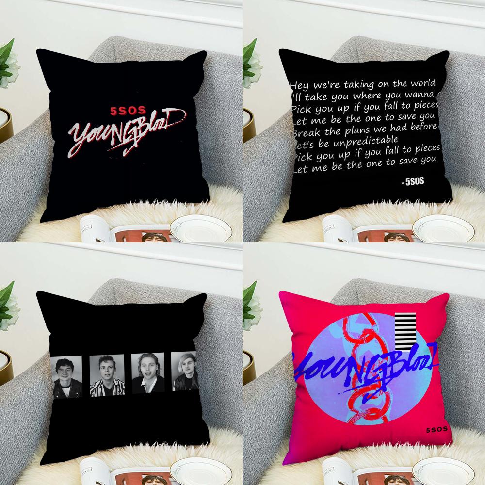 Band 5 SSeconds Of Summer Pillow Case For Car Sofa Decorative Home Doublesided Print Plush Square Throw Pillow Cushion Cover