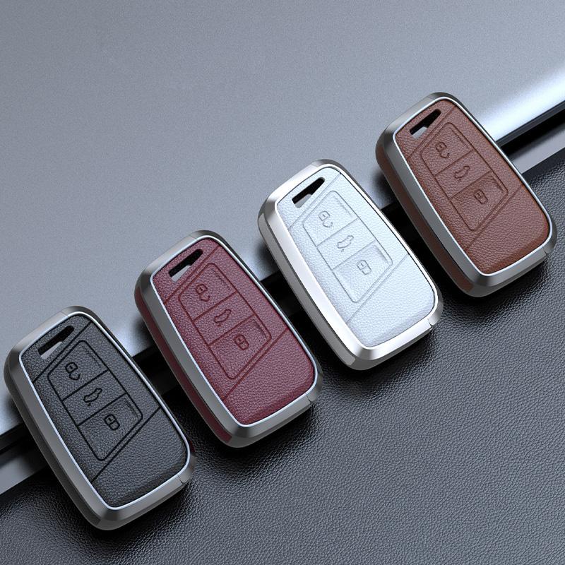 Zinc Alloy Cowhide Car Remote Key Case Shell Fob For VW Volkswagen Passat B8 Magotan For Skoda Kodiaq Superb A7 Smart Keyless
