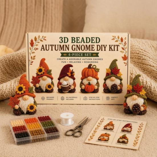 Mały Zestaw do Tworzenia Zwierzątek 3D z Koralików, Miniaturowy Zestaw do Rękodzieła Krasnoludka 3D z Koralików, Kreatywny Zestaw 4-Pak DIY Goblinów do Koralikowania z Instrukcjami, Ręcznie Robione Urocze Koralikowe
