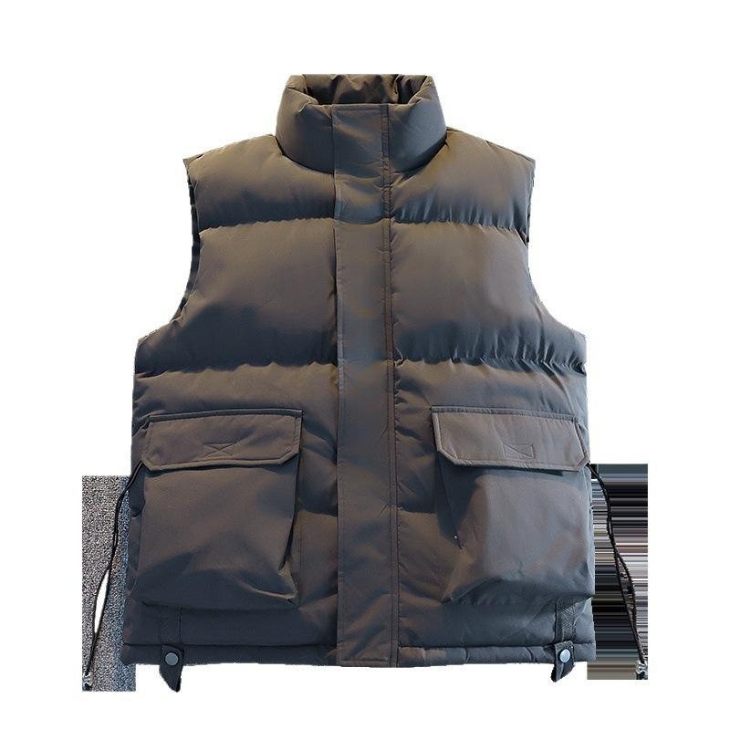 Autumn and winter velvet thickened vest men's loose large size vest thermal vest trendy stand-up collar sleeveless cotton-padded coat