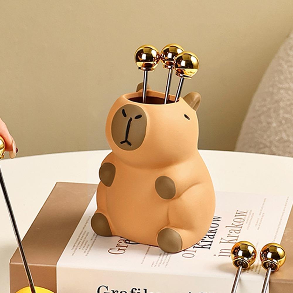 Tabletop Storage Capybara Pencil Storage Box Ornament Capybara Stationery Organizer  Makeup Brush